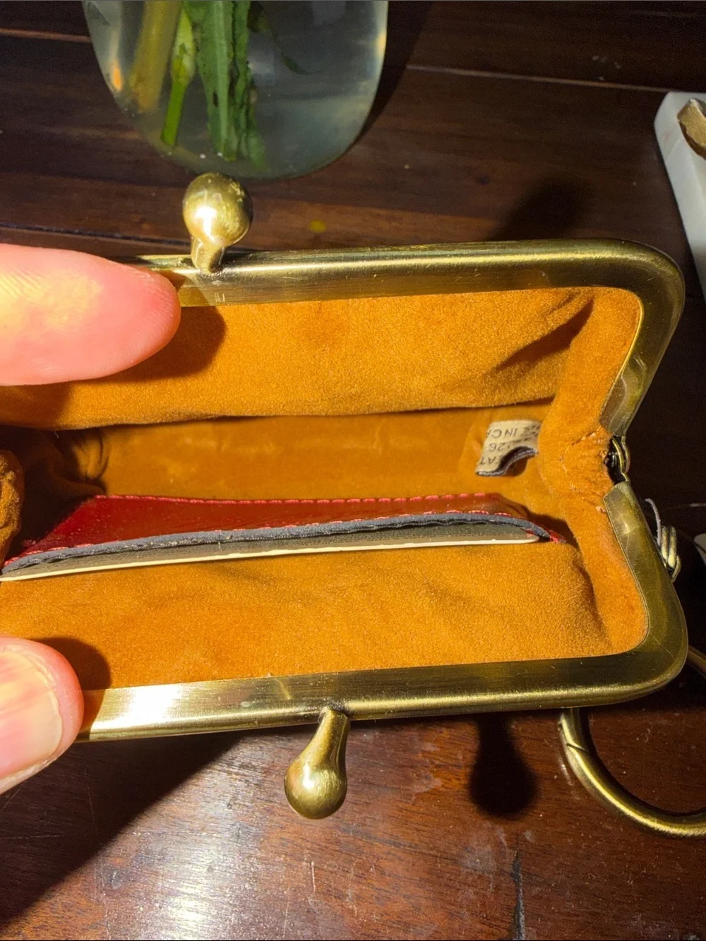 Patricia Nash Red Tooled Leather Kiss Lock Coin Purse Keychain NWT